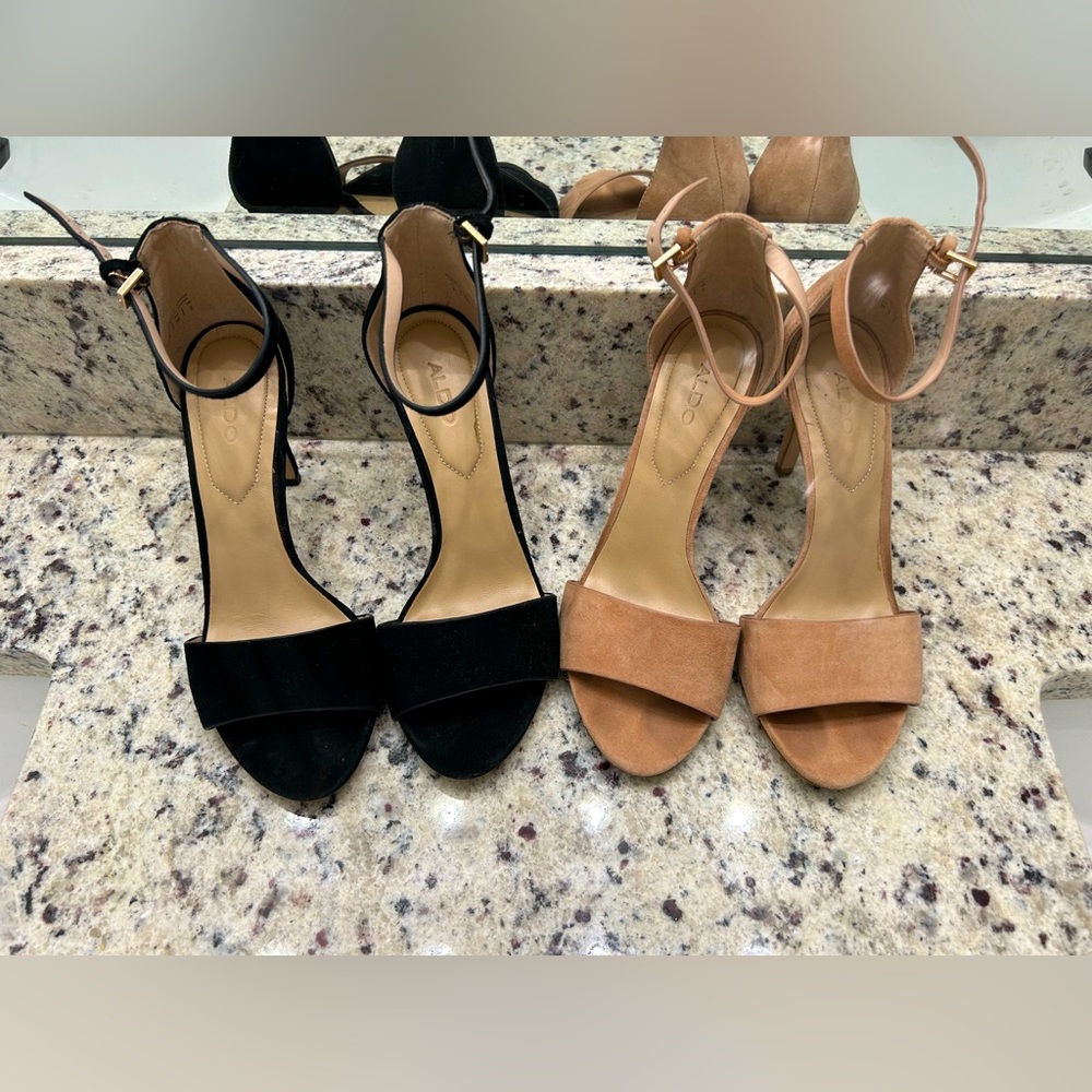 Aldo Heels Size 6, Black and Nude